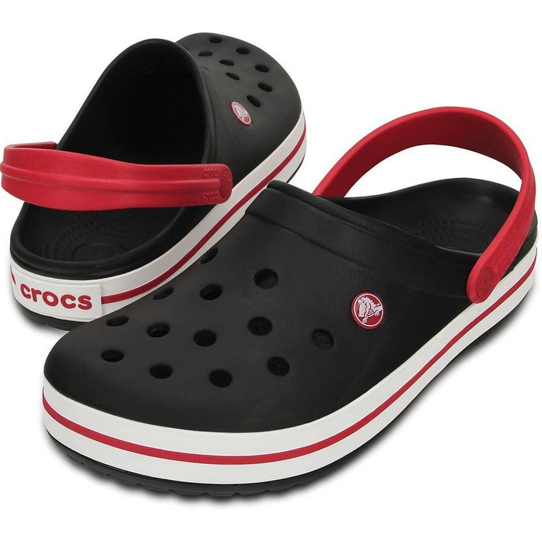 CROCBAND-CLOG-UNISEX ADULT-BLACK/RED-11016-063