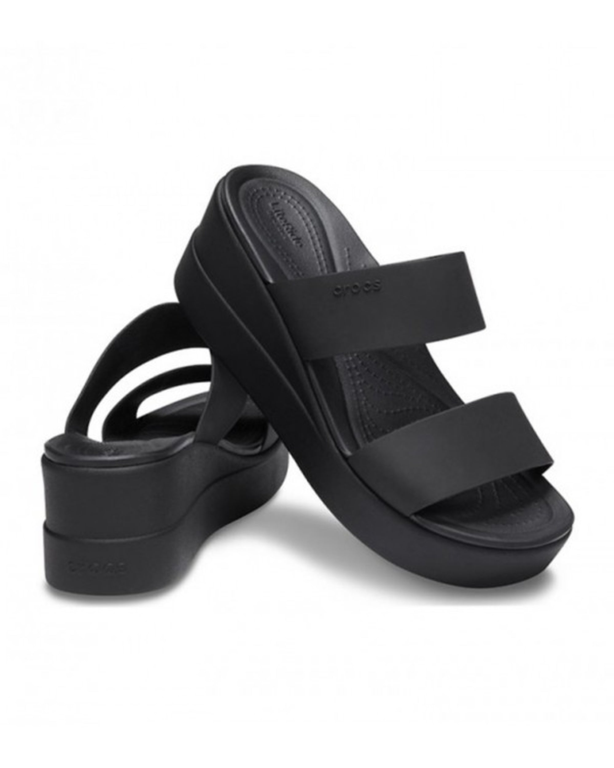 Women-Crocs-Brooklyn Wedge 206219-060 Black/Black-UK-9
