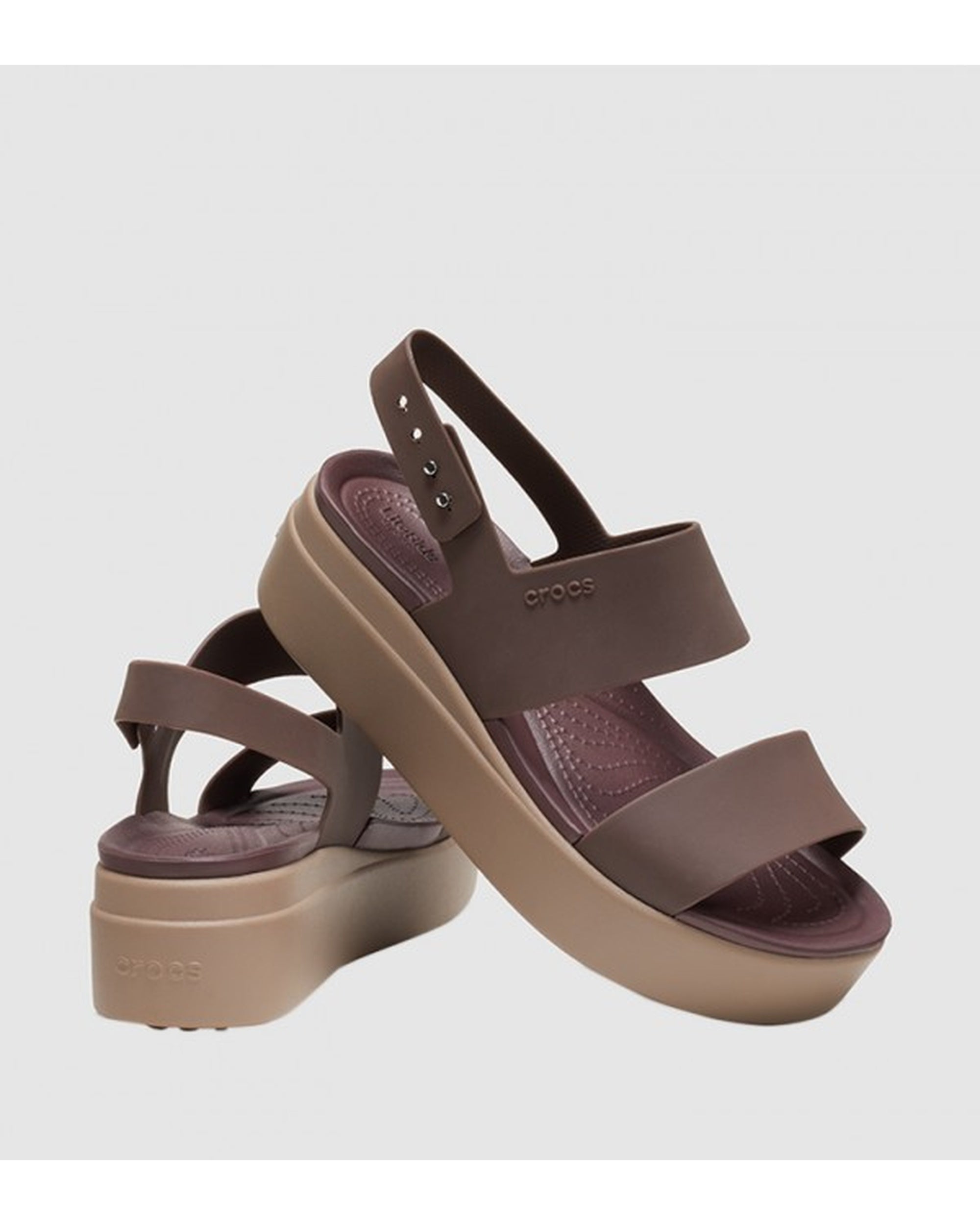 Women-Crocs-Brooklyn Sandal 206453-2ZL Mocha/Mushroom-UK-9