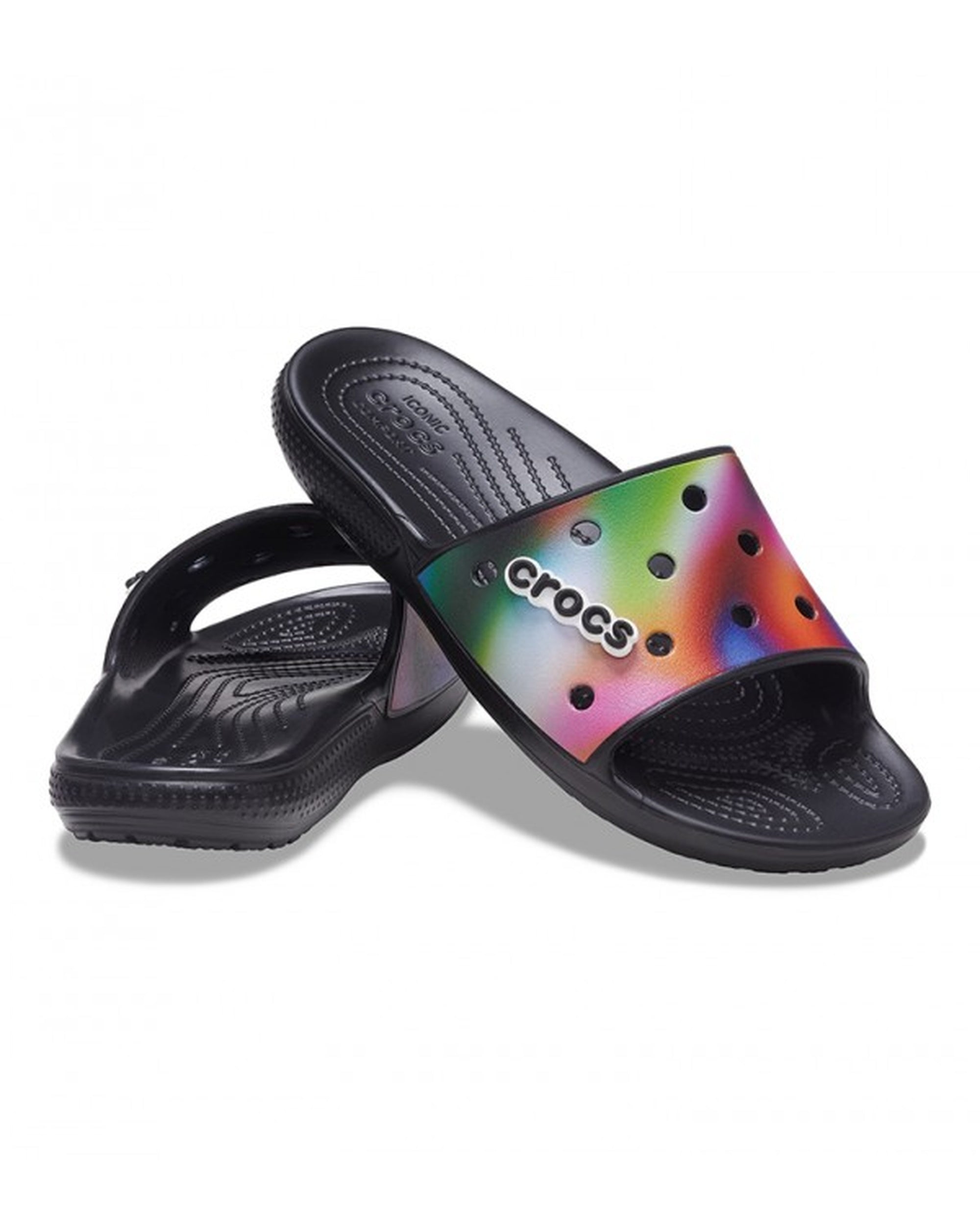 Unisex Adult-Crocs-Classic Slide 207557-0C4 Black/Multi-UK-9