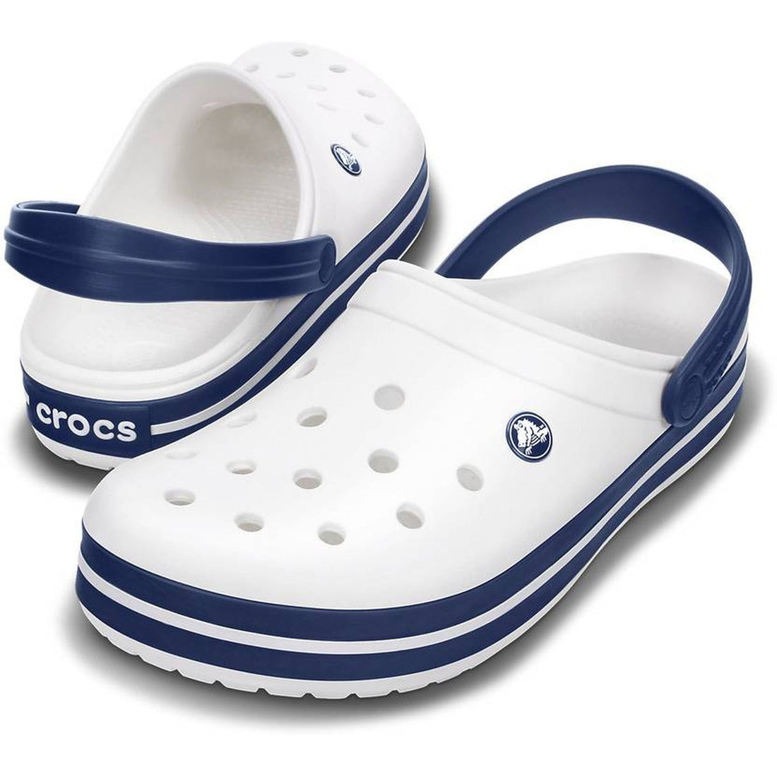 CROCBAND-CLOG-UNISEX ADULT-WHITE/NAVY/PEPPER-11016-1C3