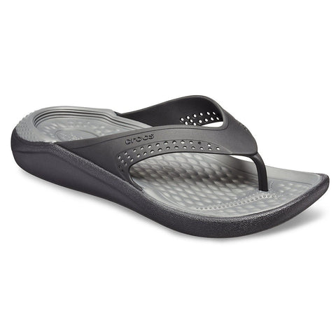 Crocs LiteRide Flip-Flop — Men, Black/Slate Grey (205182-0DD)