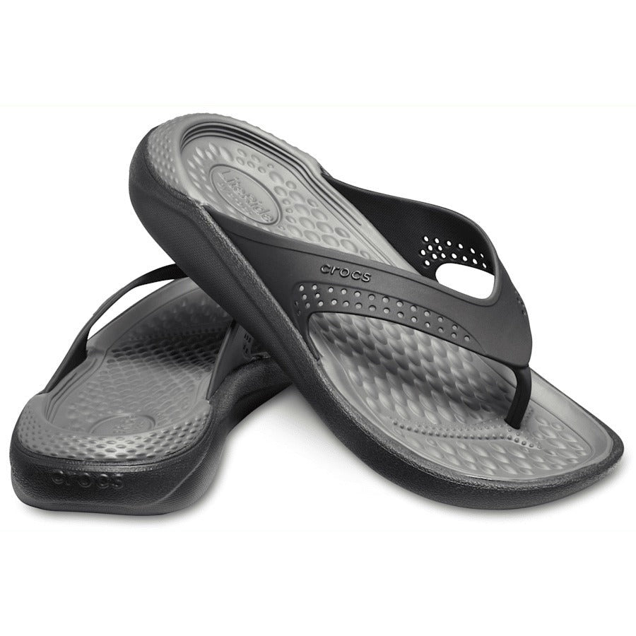 Crocs LiteRide Flip — Black/Slate Grey