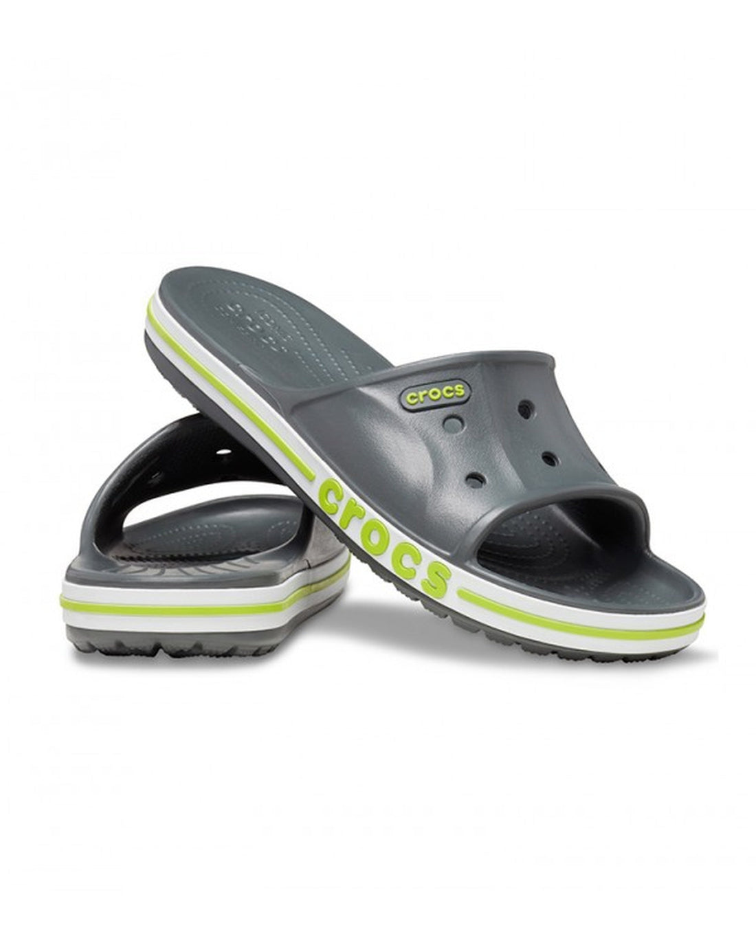 Unisex Adult-Crocs-Bayaband Slide 205392-0GX Slate Grey/Lime Punch-UK-9