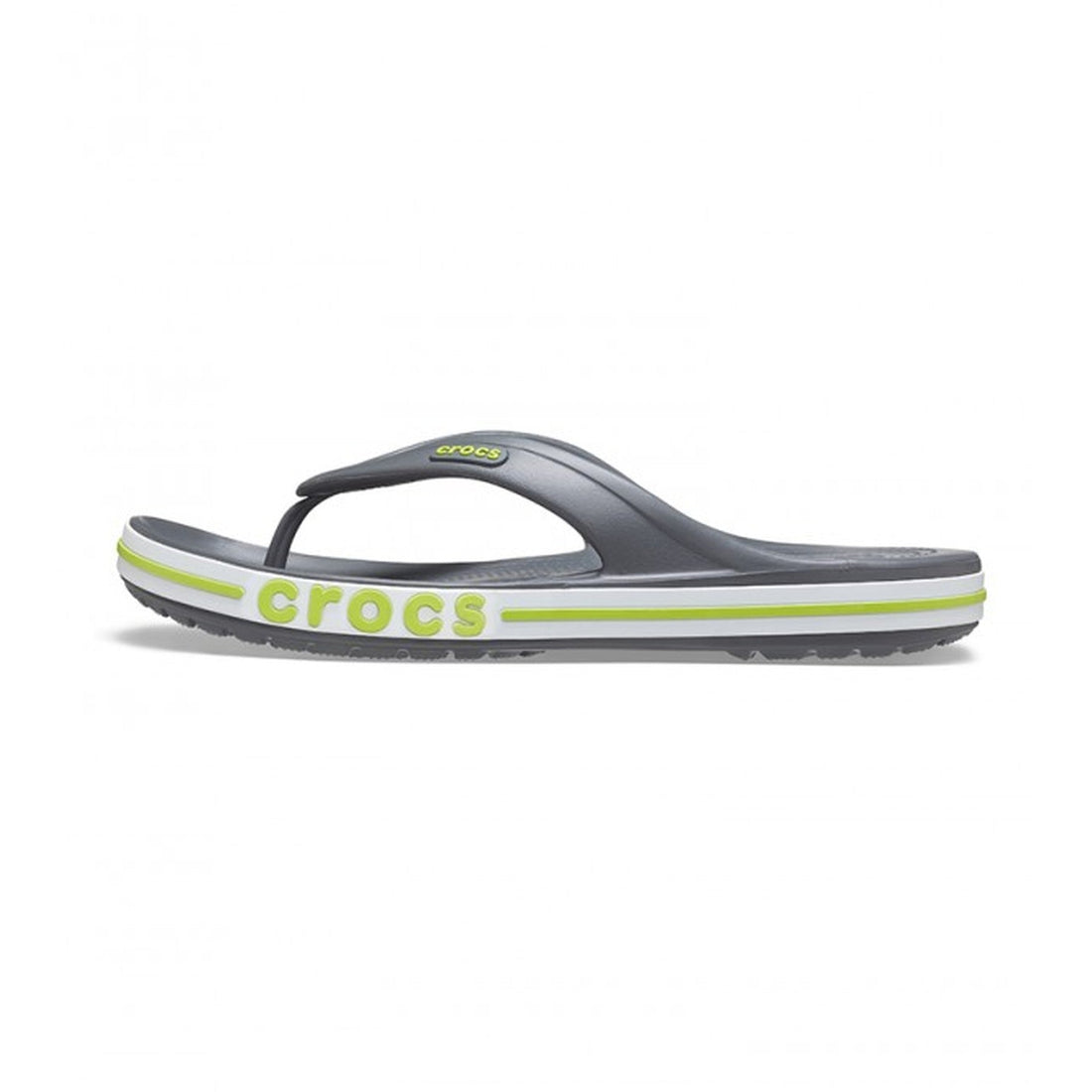 Crocs Bayaband Flip-Flop — Men, Slate Grey/Lime Punch