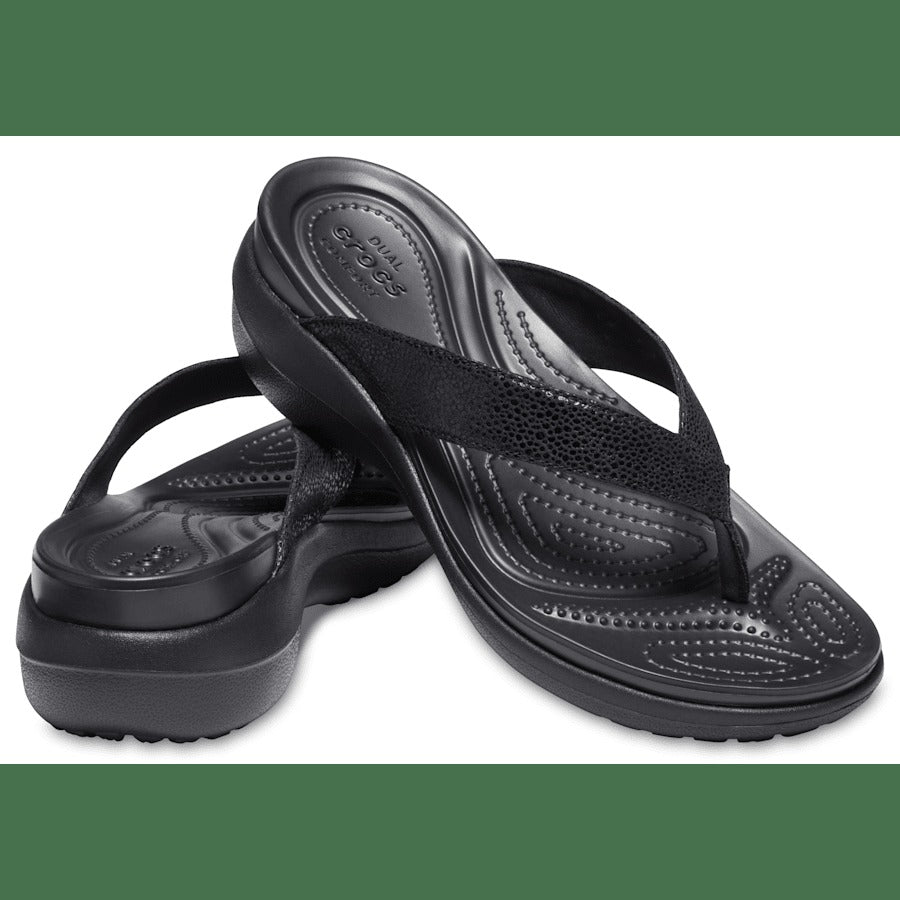 Crocs Capri MetallicTxt Wedge Flip W — Black/Black (205782)