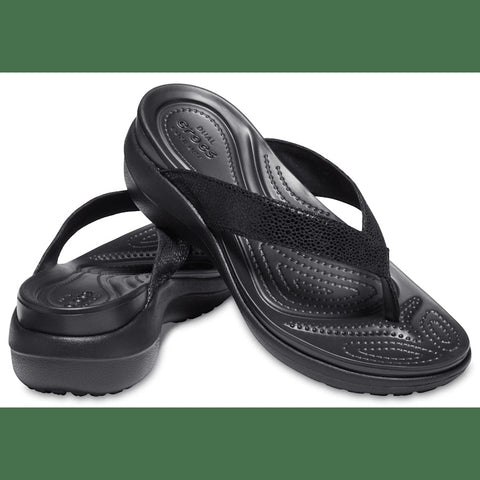 Crocs Capri MetallicTxt Wedge Flip W — Black/Black (205782)