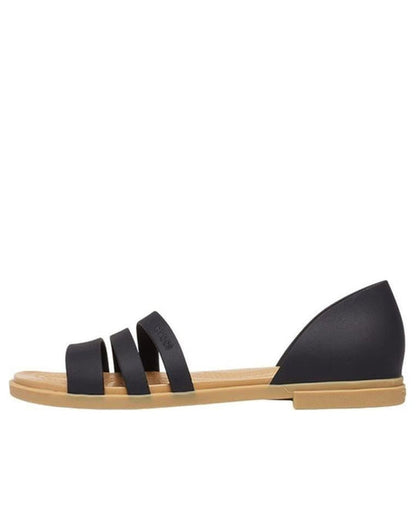 Women-Crocs-Tulum Flat 206109-00W Black/Tan-UK-9
