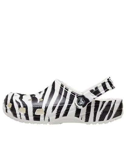 Unisex Adult-Crocs-Classic Clog 206676-1DE White/Zebra Print-UK-9