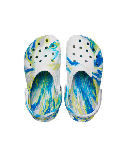 Crocs Classic Clog — Boys, White/Bright Cobalt (207464)