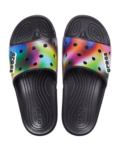 Unisex Adult-Crocs-Classic Slide 207557-0C4 Black/Multi-UK-9