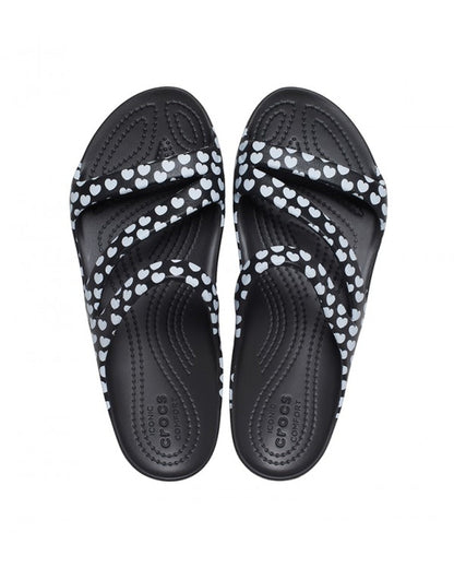 Women-Crocs-Kadee Sandal 207577-066 Black/White-UK-9