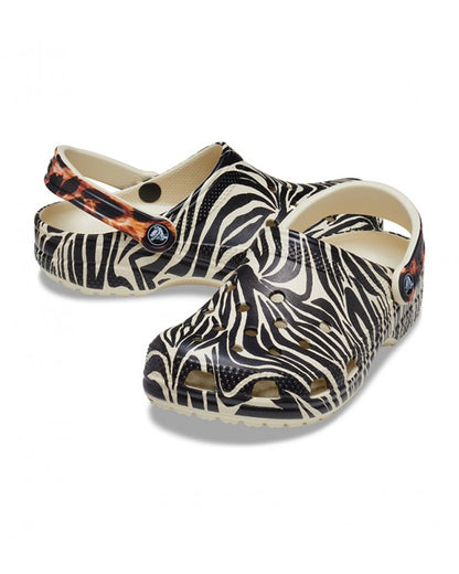 Unisex Adult-Crocs-Classic Clog 207840-2Y9 Bone/Multi Animal-UK-10