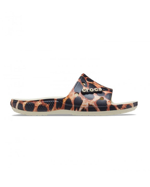 Crocs Classic Slide — Women, Bone/Leopard