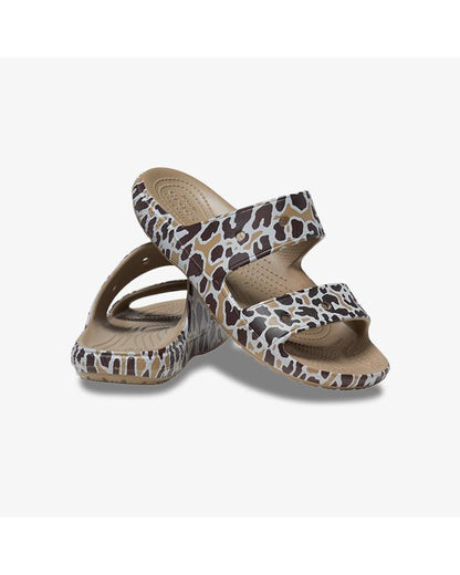 Unisex Adult-Crocs-Classic Sandal 208614-2BY Khaki/Leopard-UK-10