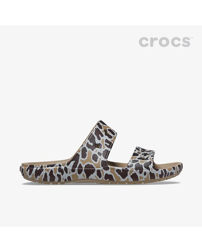 Unisex Adult-Crocs-Classic Sandal 208614-2BY Khaki/Leopard-UK-10