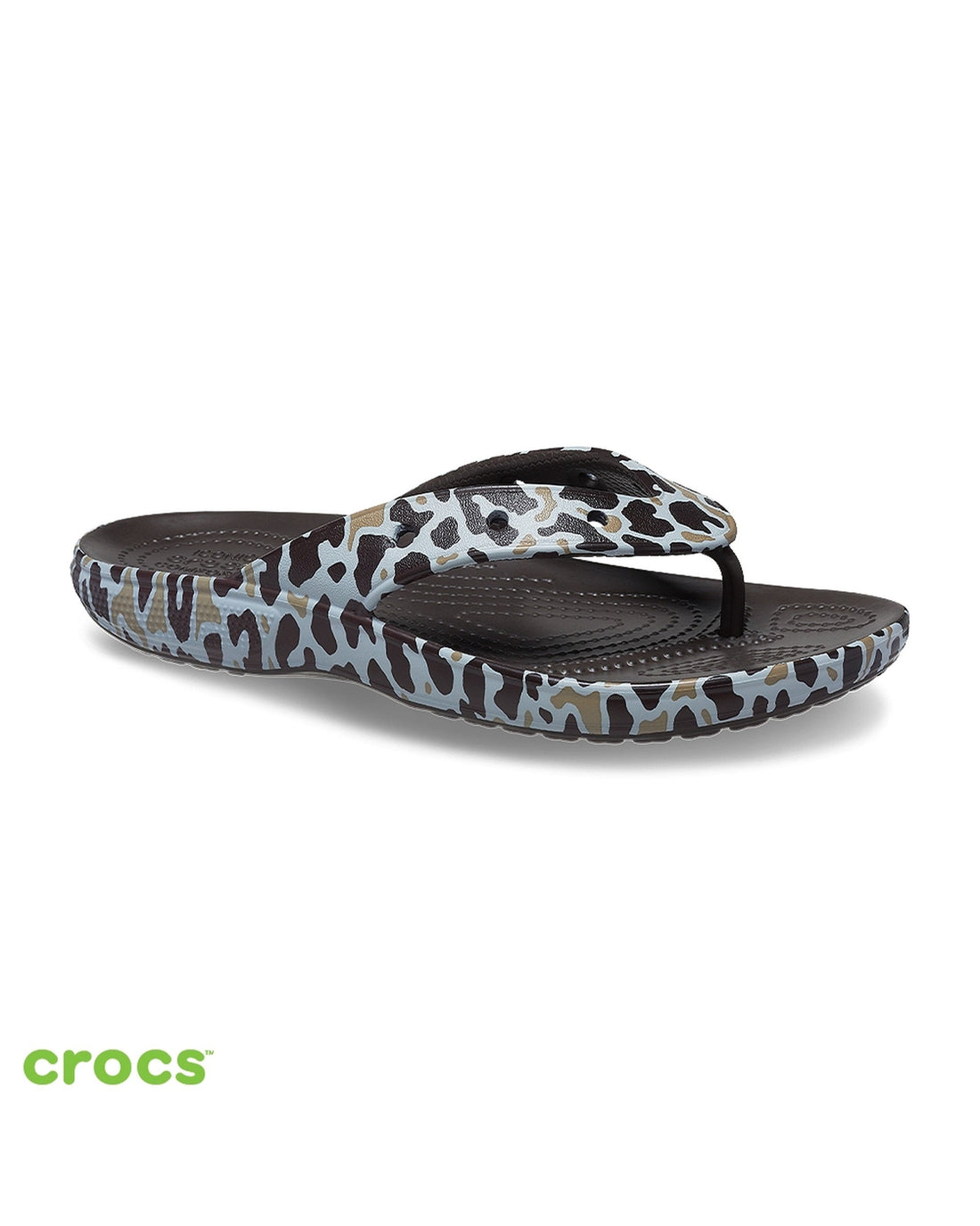 Unisex Adult-Crocs-Classic Flip 208615-2BY Khaki/Leopard-UK-10