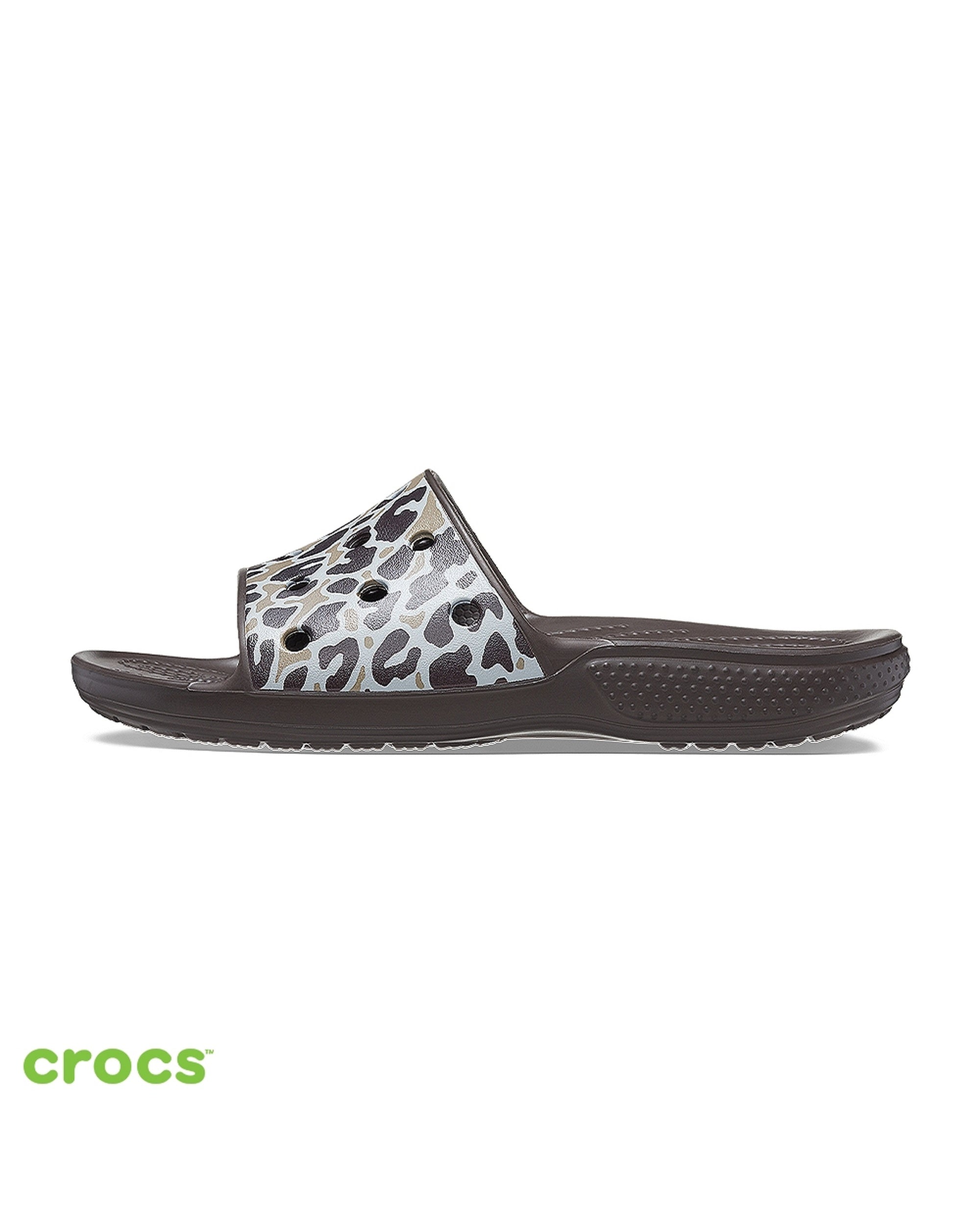 Unisex Adult-Crocs-Classic Slide 208618-2Y4 Bone/Leopard-UK-10