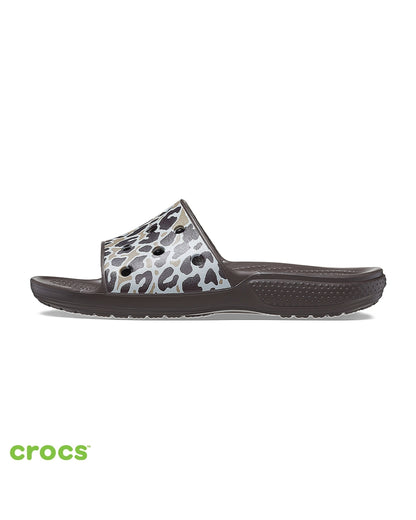 Unisex Adult-Crocs-Classic Slide 208618-2Y4 Bone/Leopard-UK-10