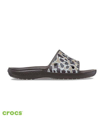 Unisex Adult-Crocs-Classic Slide 208618-2Y4 Bone/Leopard-UK-10