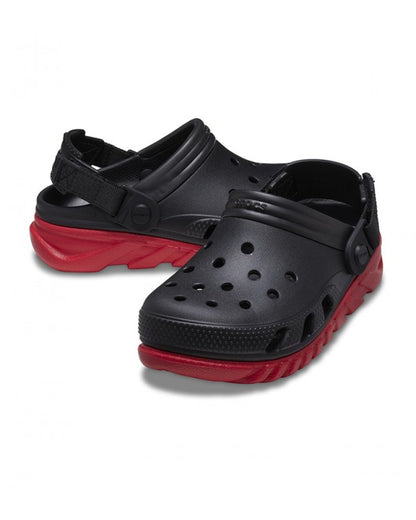 Unisex Adult-Crocs-Duet Clog 208776-0WQ Black/Varsity Red-UK-10