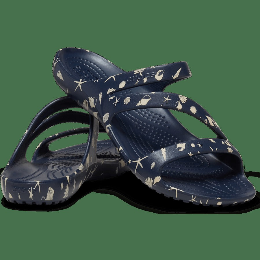 Crocs Kadee Slip On Sandal — Shells Print Navy (209773-410)