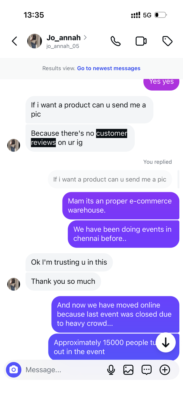 Customer screenshot